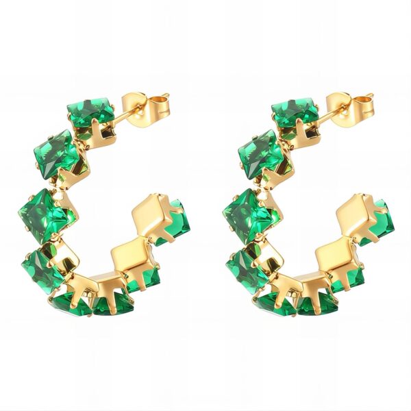 Pre-Order | 18k Gold Plated Stainless Steel Zircon Embedded Stud Earrings - Image 3