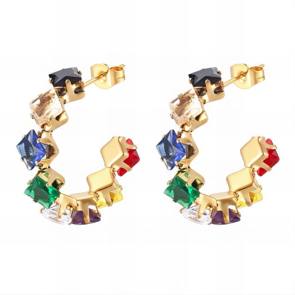 Pre-Order | 18k Gold Plated Stainless Steel Zircon Embedded Stud Earrings - Image 4